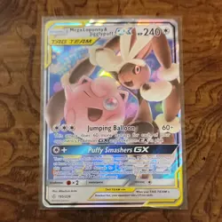 Pokemon Mega Lopunny & Jigglypuff GX TAG TEAM Cosmic Eclipse Holo 165/236 240 HP - Image 1
