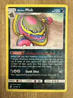 Pokemon TCG Alolan Muk Sun & Moon - Team Up 84/181 Reverse Holo Rare DMG - Image 1