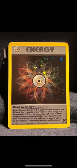 Rainbow Energy 17/82 LP WOTC Holo Rare Foil Swirl Team Rocket Pokemon TCG - Image 1