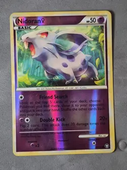 NIDORAN REVERSE HOLO POKEMON CARD 69/102 TRIUMPHANT VERY LIGHTLY PLAYED COND EX+ - Image 2