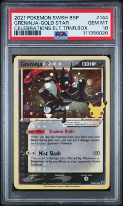 2021 POKEMON SWSH BLACK STAR PROMO #144 GRENINJA-GOLD STAR PSA 10 SWIRL 🌀 - Image 1