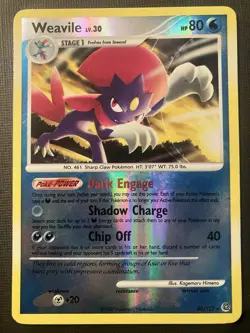 Weavile 40/132 Pokemon Diamond & Pearl Secret Wonders 2007 Reverse Holo LP - Image 1