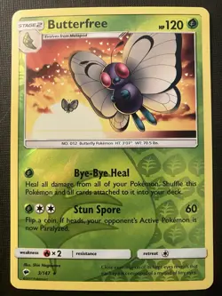 Butterfree 3/149 Pokemon Sun & Moon Base Set 2017 Reverse Holo LP - Image 1