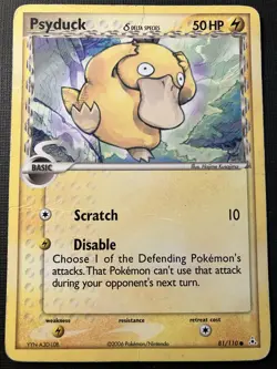 Psyduck Delta Species 81/110 Pokemon EX Holon Phantoms 2006 Regular HP/DAMAGED - Image 1