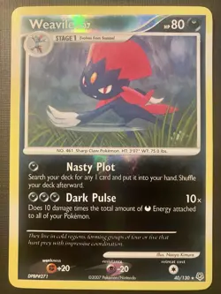 Weavile 40/130 Pokemon Diamond & Pearl Base Set 2007 Reverse Holo LP - Image 1