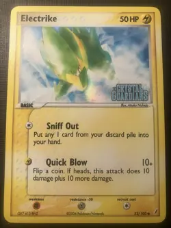 Electrike 52/100 Pokemon EX Crystal Guardians 2006 Reverse Holo Stamped NM - Image 1
