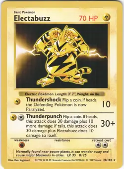Electabuzz 20/102 Rare Base Set Pokemon Shadowless NM - Image 1