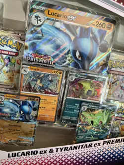 Pokemon Lucario Ex & Tyranitar Ex Premium Collection Prismatic Ev. IN HAND - Image 3