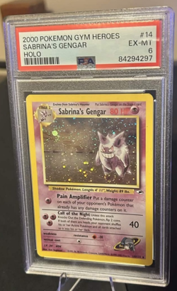 Pokemon Gym Heroes Sabrina's Gengar #14 Holo PSA 6 (HOLO BLEED And Foot Swirl) - Image 3