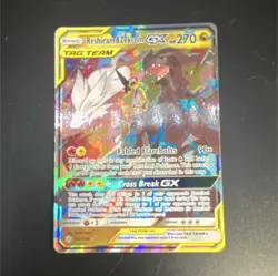 Pokemon Reshiram & Zekrom GX TAG TEAM Ultra Rare SM-Cosmic Eclipse Holo 270 HP - Image 1