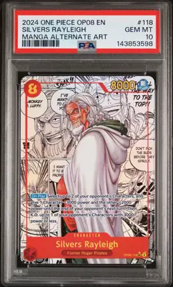 2024 ONE PIECE OP08-TWO LEGENDS MANGA ALTERNATE ART #118 SILVERS RAYLEIGH PSA 10 - Image 1