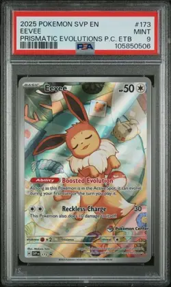 2025 SVP BLACK STAR PROMO #173 EEVEE PRISMATIC EVOLUTIONS Pokemon Center PSA 9 - Image 1