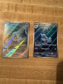 Pokemon 151 Squirtle IR 170/165 and Wartortle 171/165 Near Mint Holos - Image 1