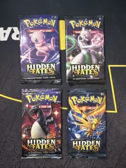 Pokemon TCG Hidden Fates Booster Pack Art Set 4 Packs - Image 1