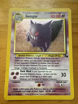 1999 Pokemon Gengar 5/62 Holo Fossil Set WOTC Vintage Card - Image 1