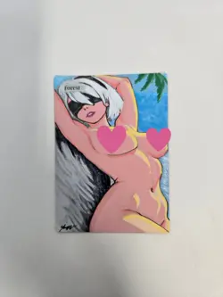 MTG Forest 2B Waifu Alter Custom Hand Painted by BAZAYO Unique MTG Art Card 18+ - Image 1