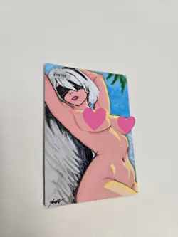 MTG Forest 2B Waifu Alter Custom Hand Painted by BAZAYO Unique MTG Art Card 18+ - Image 2