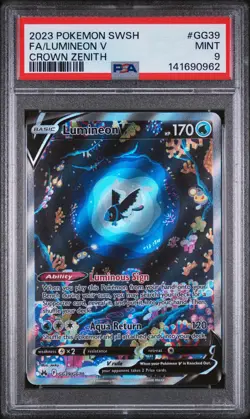 2023 Pokemon Sword And Shield Crown Zenith #GG39 Fa/Lumineon V PSA 9 - Image 1