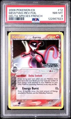 2005 POKEMON EX DELTA SPECIES #12 MEWTWO-REVERSE FOIL PSA 8 - Image 1