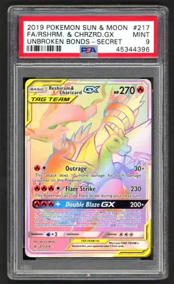 Pokemon Cards - PSA 9 Reshiram & Charizard GX 217/214 - Unbroken Bonds Secret - Image 1