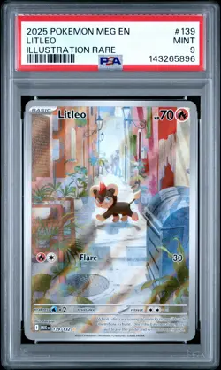 2025 Pokemon Meg En-Mega Evolution #139 Litleo Illustration Rare PSA 9 - Image 1