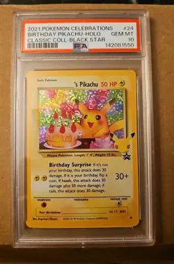 Pokemon Birthday Pikachu Holo Celebrations Classic Collection 24 PSA 10 - Image 1