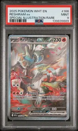 Pokemon S&V White Flare PSA 9 Reshiram ex Special Illustration Rare #166/086 - Image 1