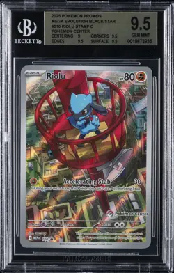 2025 POKEMON MEGA EVOLUTION POKEMON CENTER ETB PROMO #010 RIOLU BGS 9.5 - Image 1