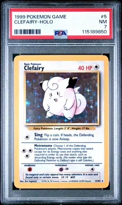 Pokemon TCG Clefairy Base Set 5/102 Holo Rare PSA 7 Holo 1999 - Image 1