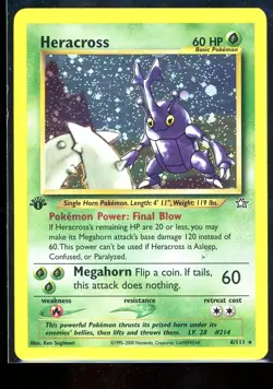 Pokemon First edition Neo Genesis Heracross 6/111 LP Holographic WOTC - Image 1