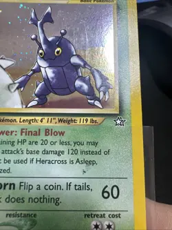Pokemon First edition Neo Genesis Heracross 6/111 LP Holographic WOTC - Image 4
