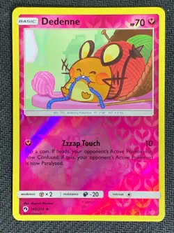 Pokemon TCG Dedenne 142/214 Lost Thunder Reverse Holo - Image 1