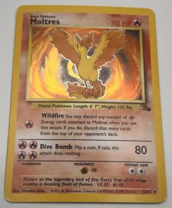 Pokemon Moltres Fossil Holo Rare 12/62 70 HP Basic 1999 The Pokemon Company Card - Image 2