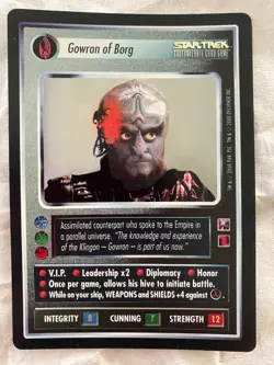 Star Trek CCG 1E Reflections GOWRON OF BORG Box Topper FOIL Card NEVER PLAYED - Image 1
