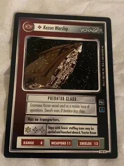Star Trek CCG 1E Voyager KAZON WARSHIP Rare Card NEVER PLAYED - Image 1