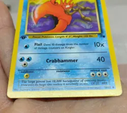 1st Edition Pokemon KINGLER Card FOSSIL Set 38/62 First Ed Uncommon - Near Mint - Image 3
