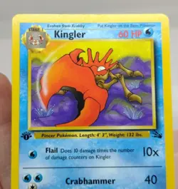 1st Edition Pokemon KINGLER Card FOSSIL Set 38/62 First Ed Uncommon - Near Mint - Image 4