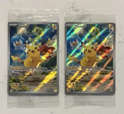 2x Pikachu SVP 027 Holo Black Star Promo Pokemon Card Scarlet & Violet Sealed - Image 1