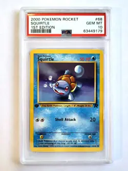 Pokemon PSA 10 GEM MINT 1st Edition 2000 English Team Rocket Squirtle #68 - Image 1