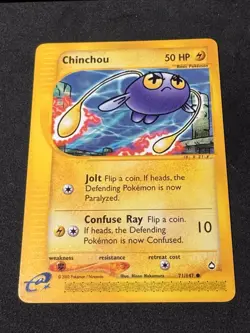 Chinchou 71/147 Pokemon Aquapolis Unlimited 2002 Non-Holo NM - Image 1
