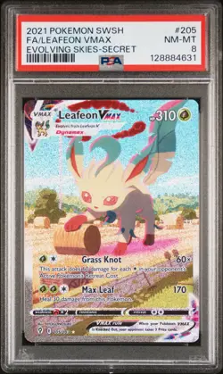 2021 POKEMON SWORD & SHIELD EVOLVING SKIES SECRET FULL ART/LEAFEON VMAX PSA 8 - Image 1