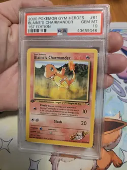 PSA 10 2000 Pokemon Gym Heroes BLAINE'S CHARMANDER 1st EDITION #61 GEM MINT - Image 1