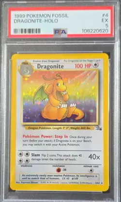 Pokemon Dragonite Fossil 4/62 Holo Rare PSA 5 Unlimited EX *Pre-Owned* - Image 1