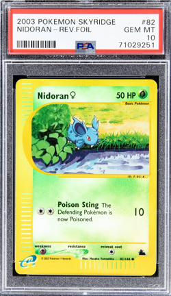 2003 POKEMON SKYRIDGE #82 NIDORAN REVERSE HOLO FOIL PSA 10 - Image 1