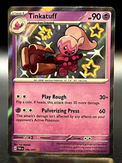 Tinkatuff 166/091 Shiny Rare SV: Paldean Fates Pokemon TCG - NM - Image 1