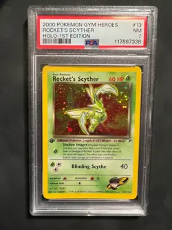 Pokemon Rocket's Scyther 013/132 Gym Heroes Holo 1st Edition PSA 7 - Image 1