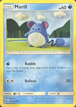 Marill 34/147 Asako Ito Burning Shadows Pokemon Near Mint - Image 1