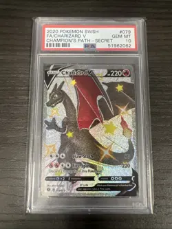 2020 Pokemon SWSH Charizard V 079/073 Champion’s Path Secret PSA 10 - Image 1