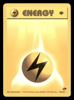 Lightly Played Lightning Energy 130/132 1st Edition Gym Challenge - Image 1