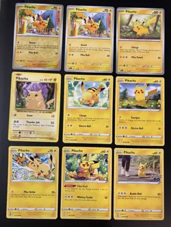 Pikachu Lot x9 Pokemon Card TCG Evolutions Hidden Fates Sword And Shield VLP/NM - Image 1